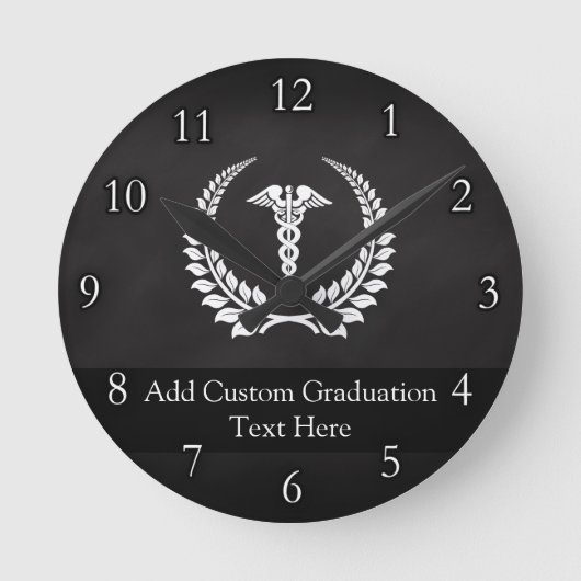 医学のケリュケイオンの月桂樹 ラウンド壁時計 (正面)