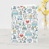 医学のデザインパターン カード (黄色い花)