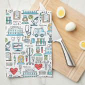 医学のデザインパターン キッチンタオル (四つ折り)