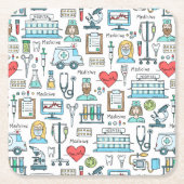 医学のデザインパターン スクエアペーパーコースター (正面)