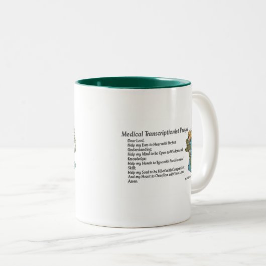 医学のトランスクリプション祈りの言葉 ツートーンマグカップ (正面右)