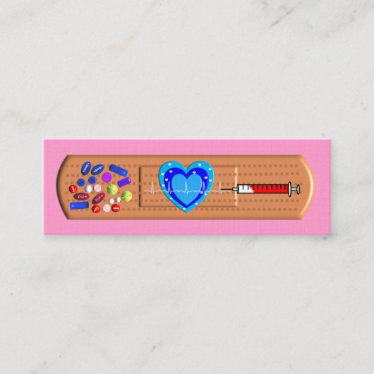 医学の名刺の大きいバンドエイドのピンク スキニー名刺 (正面)