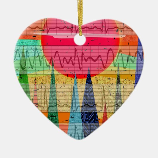 医学の心臓リズムの森林夢 セラミックオーナメント (正面)