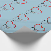 医学の聴診器のギフト用包装紙の青 ラッピングペーパー (角)