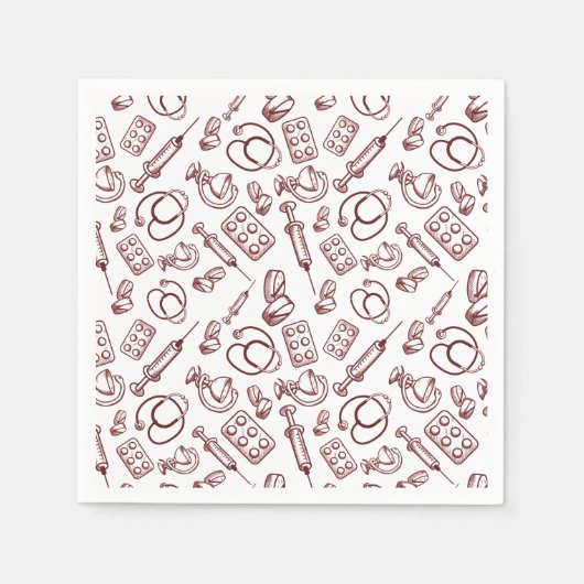 医学の職業のパターン スタンダードカクテルナプキン (正面)