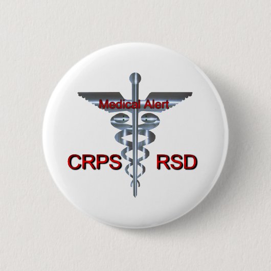 医学の記号- CRPS RSDの医学警報 缶バッジ (正面)