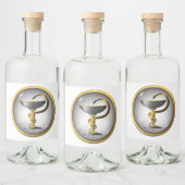 医学の象徴スネークメタル金ゴールドと銀。 リキュールボトルラベル (ボトル)