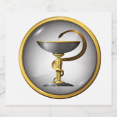 医学の象徴スネークメタル金ゴールドと銀。 リキュールボトルラベル (シングルラベル)