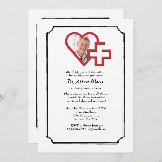 医学の退職パーティーの写真の招待状 招待状 (正面/裏面)