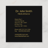 医学の金ゴールドのケリュケイオンの黒正方形の名刺 スクエア名刺 (裏面)