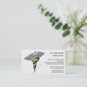 医学の銀製のケリュケイオンの黒の金の名刺 名刺 (スタンド正面)