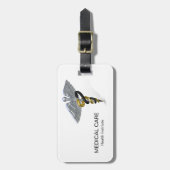 医学の銀製のケリュケイオンの黒の金の荷物のラベル ラゲッジタグ (正面縦)