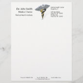 医学の銀製のケリュケイオンの黒の金レターヘッド レターヘッド (正面)