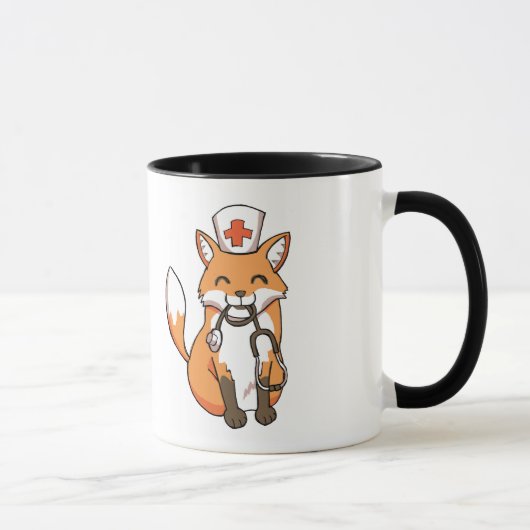 医学のFox Drawing Cute Ringerナースの博士のマグ マグカップ (右)