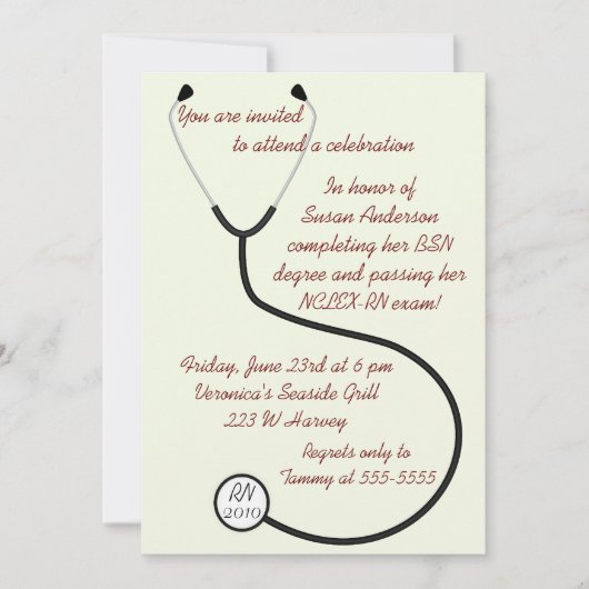 医学または看護程度の卒業の招待状 招待状 (正面)