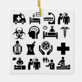 医学アイコンはっきりしたな白黒デザイン セラミックオーナメント (正面)