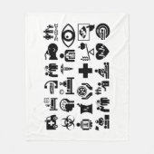 医学アイコンはっきりしたな白黒デザイン フリースブランケット (正面)