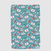 医学アイコンパターン ゴルフタオル (正面)