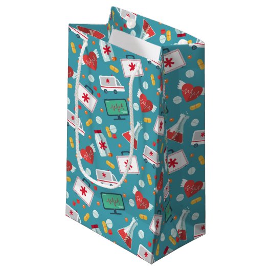 医学アイコンパターン スモールペーパーバッグ (正面アングル)