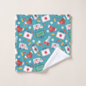 医学アイコンパターン バスタオルセット (ウォッシュタオル)