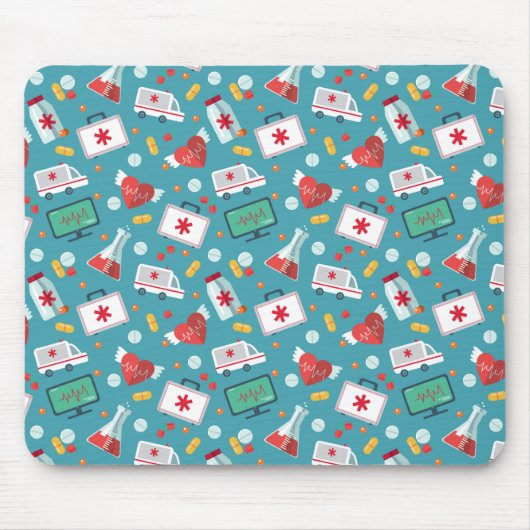 医学アイコンパターン マウスパッド (正面)