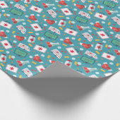 医学アイコンパターン ラッピングペーパー (角)