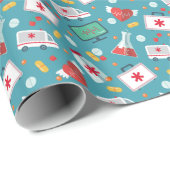 医学アイコンパターン ラッピングペーパー (ロールコーナー)