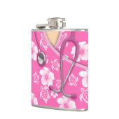 医学ピンクおよび白い花のカメはごしごし洗います フラスク (左)