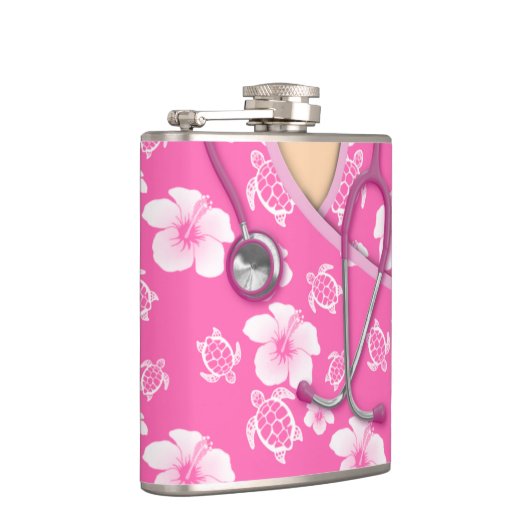 医学ピンクおよび白い花のカメはごしごし洗います フラスク (右)