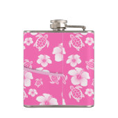 医学ピンクおよび白い花のカメはごしごし洗います フラスク (裏面)