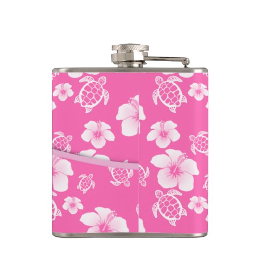 医学ピンクおよび白い花のカメはごしごし洗います フラスク (裏面)