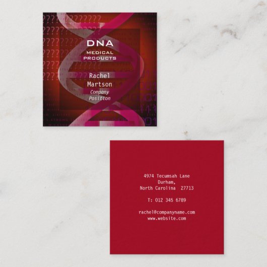 医学レッドモダンDNA スクエア名刺 (正面/裏面)