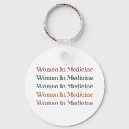 医学分野の女性レトロ未来ナース医学生 キーホルダー (正面)