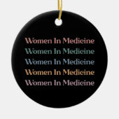 医学分野の女性レトロ未来ナース医学生 セラミックオーナメント (正面)