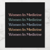 医学分野の女性レトロ未来ナース医学生 ワインラベル (シングルラベル)