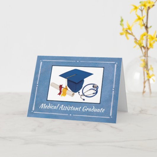 医学助成院長卒業証明書聴診器 カード (黄色い花)