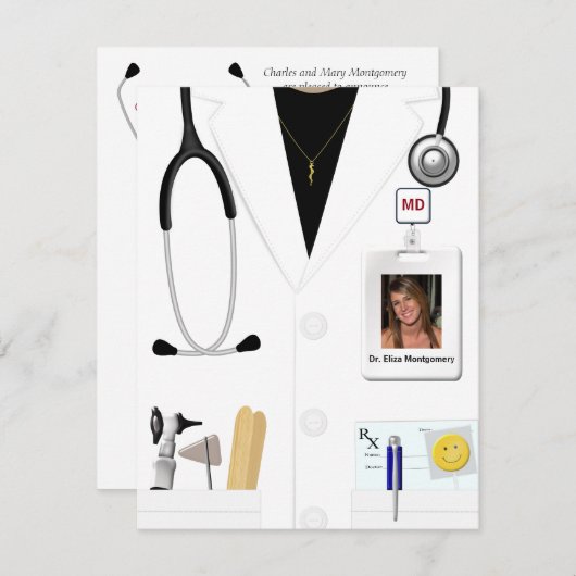 医学卒業パーティーウーマン招待状 招待状 (正面/裏面)