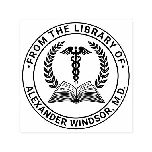 医学博士Caduceus #1LR書名 セルフインキングスタンプ (デザイン)