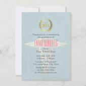 医学及び看護専門学校の青いリネン卒業 招待状 (正面)