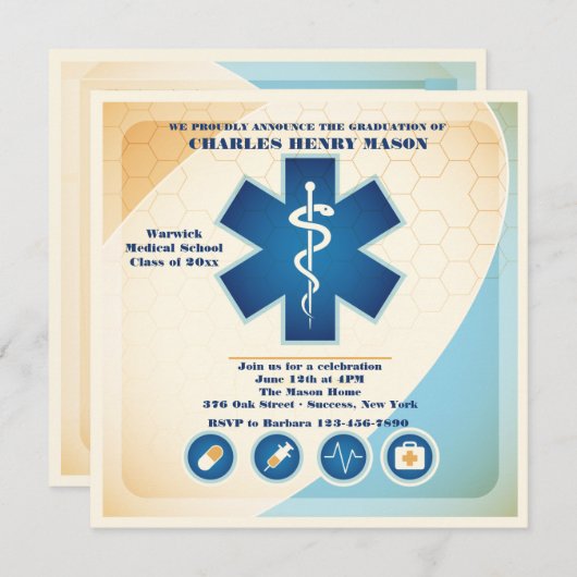 医学大学院パーティの招待状 招待状 (正面/裏面)