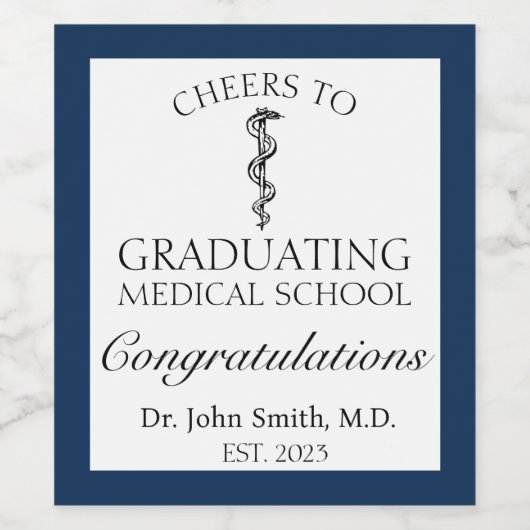 医学大学院 – 青 ワインラベル (シングルラベル)