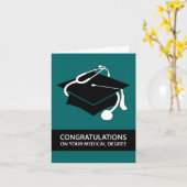 医学学位おめでとうございます：ティール（緑がかった色） カード (黄色い花)