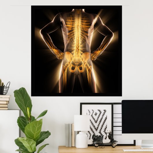 医学撮白熱［赤熱］光を放つ影スキャン人骨 ポスター (ホームオフィス)
