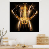 医学撮白熱［赤熱］光を放つ影スキャン人骨 ポスター (キッチン)