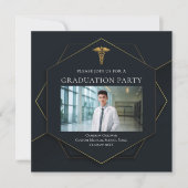 医学校エレガント写真卒業パーティー 招待状 (正面)
