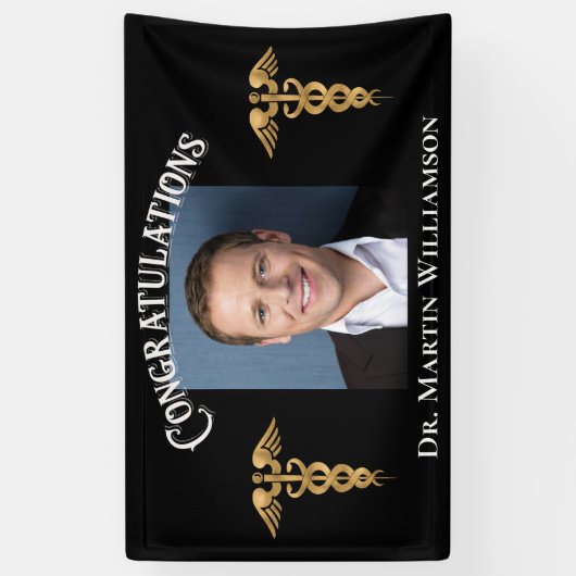 医学校医ナース歯医者の卒業 横断幕 (縦)