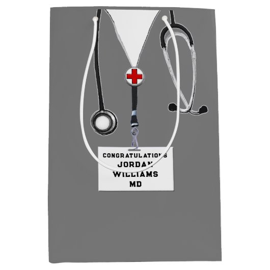 医学校卒業中抱き枕 ミディアムペーパーバッグ (正面)