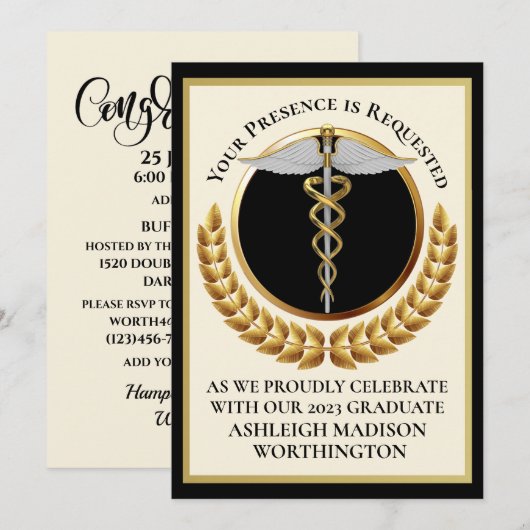 医学校卒業招待状 招待状 (正面/裏面)