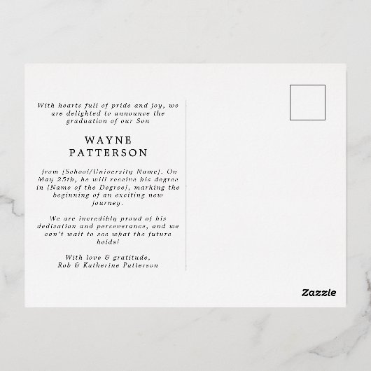 医学校卒業発表はがき 箔シーズンポストカード (裏面)