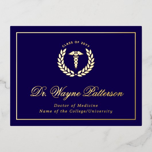 医学校卒業発表はがき 箔シーズンポストカード (正面)